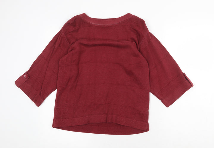 Debenhams Womens Red Round Neck Acrylic Pullover Jumper Size 14