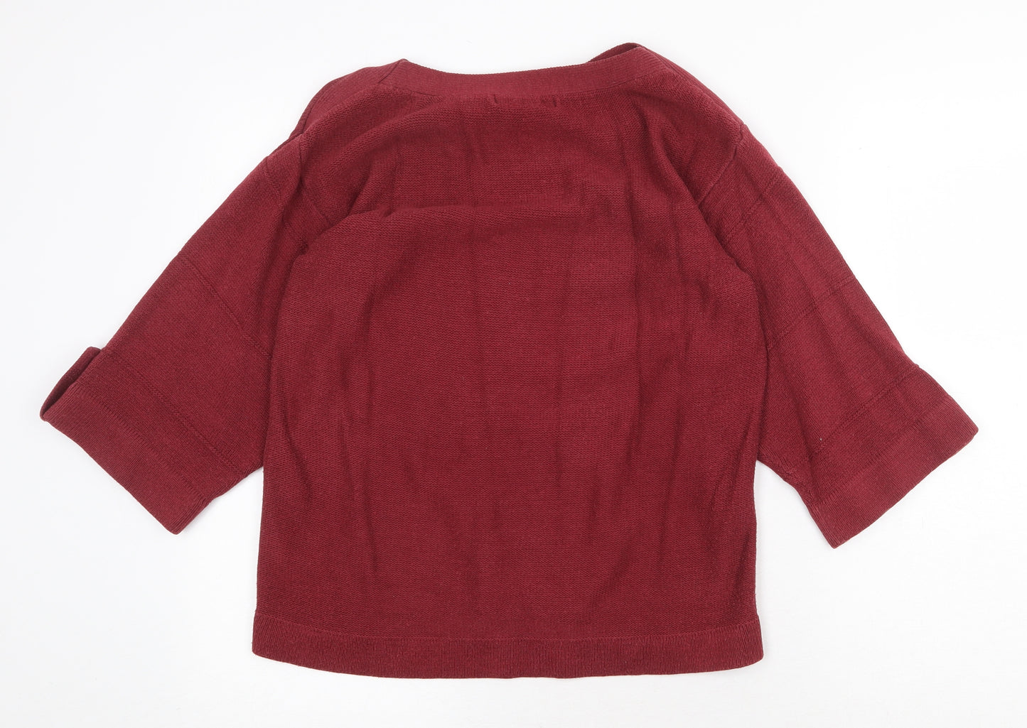 Debenhams Womens Red Round Neck Acrylic Pullover Jumper Size 14