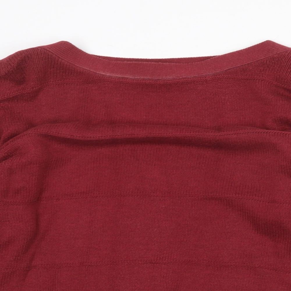 Debenhams Womens Red Round Neck Acrylic Pullover Jumper Size 14