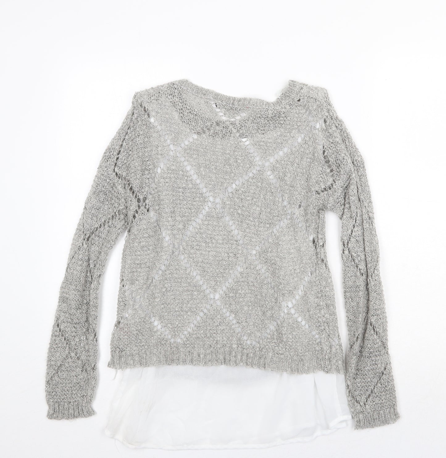 Dorothy Perkins Womens Grey Round Neck Acrylic Pullover Jumper Size 10