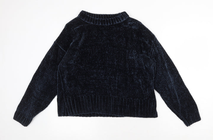Marks and Spencer Womens Blue Round Neck Polyester Pullover Jumper Size M