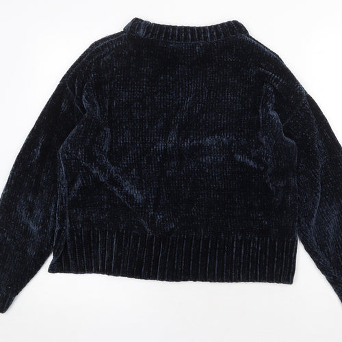 Marks and Spencer Womens Blue Round Neck Polyester Pullover Jumper Size M