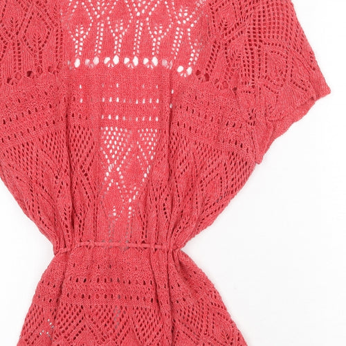 Dorothy Perkins Womens Red V-Neck Cotton Cardigan Jumper Size 14