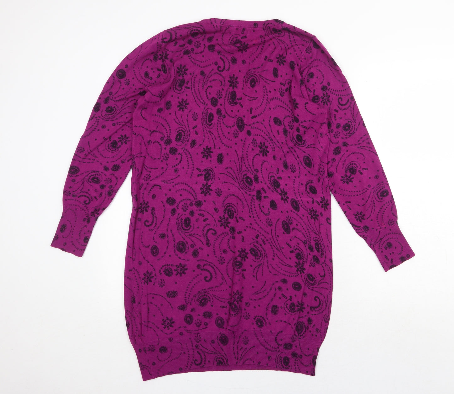 Savoir Womens Purple Geometric Viscose Jumper Dress Size 16 Scoop Neck Pullover