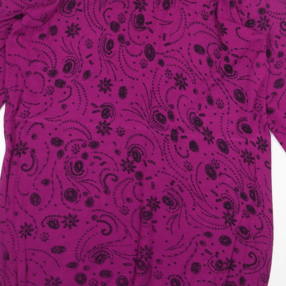 Savoir Womens Purple Geometric Viscose Jumper Dress Size 16 Scoop Neck Pullover