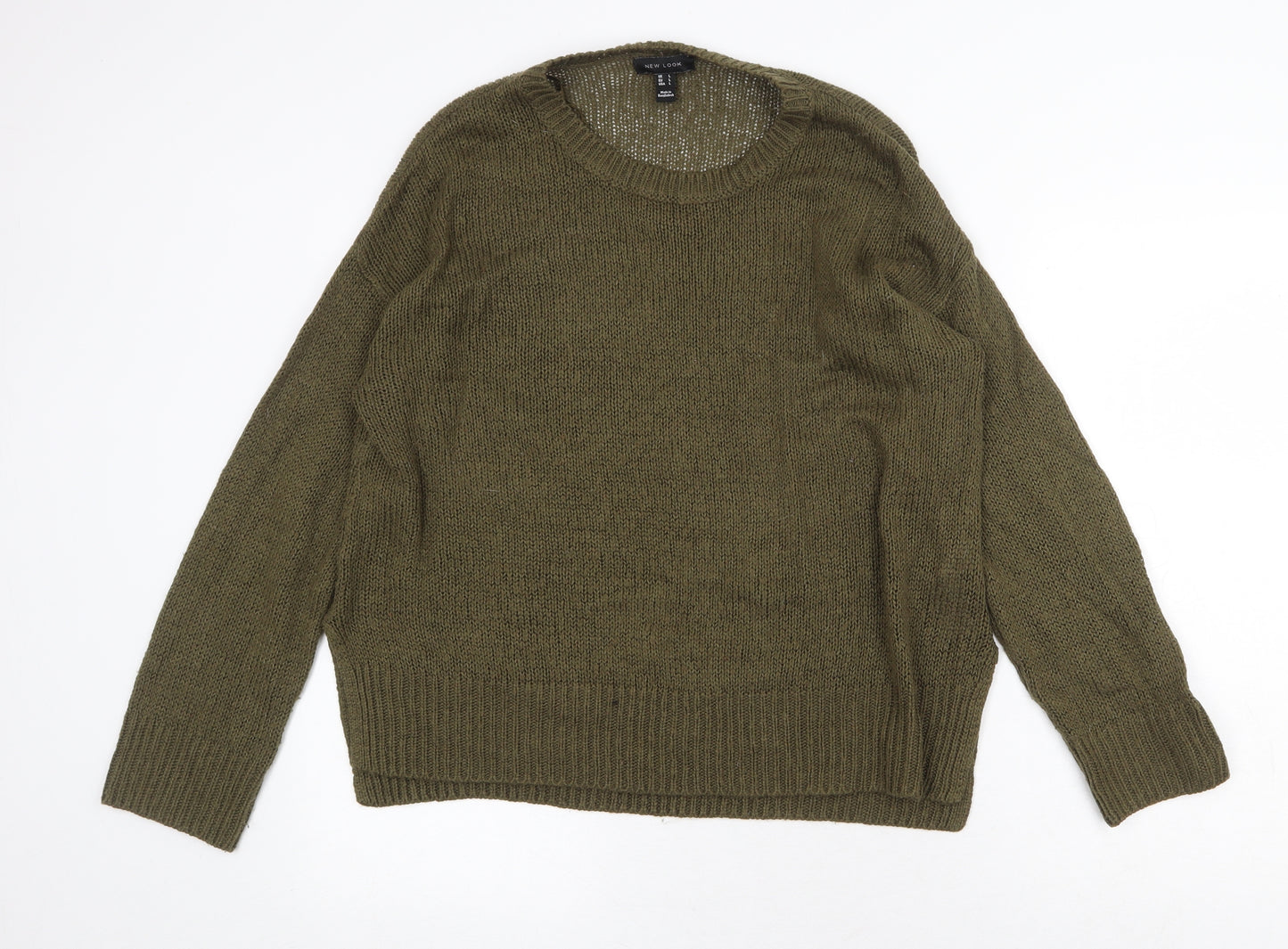 New Look Womens Green Round Neck Acrylic Pullover Jumper Size L