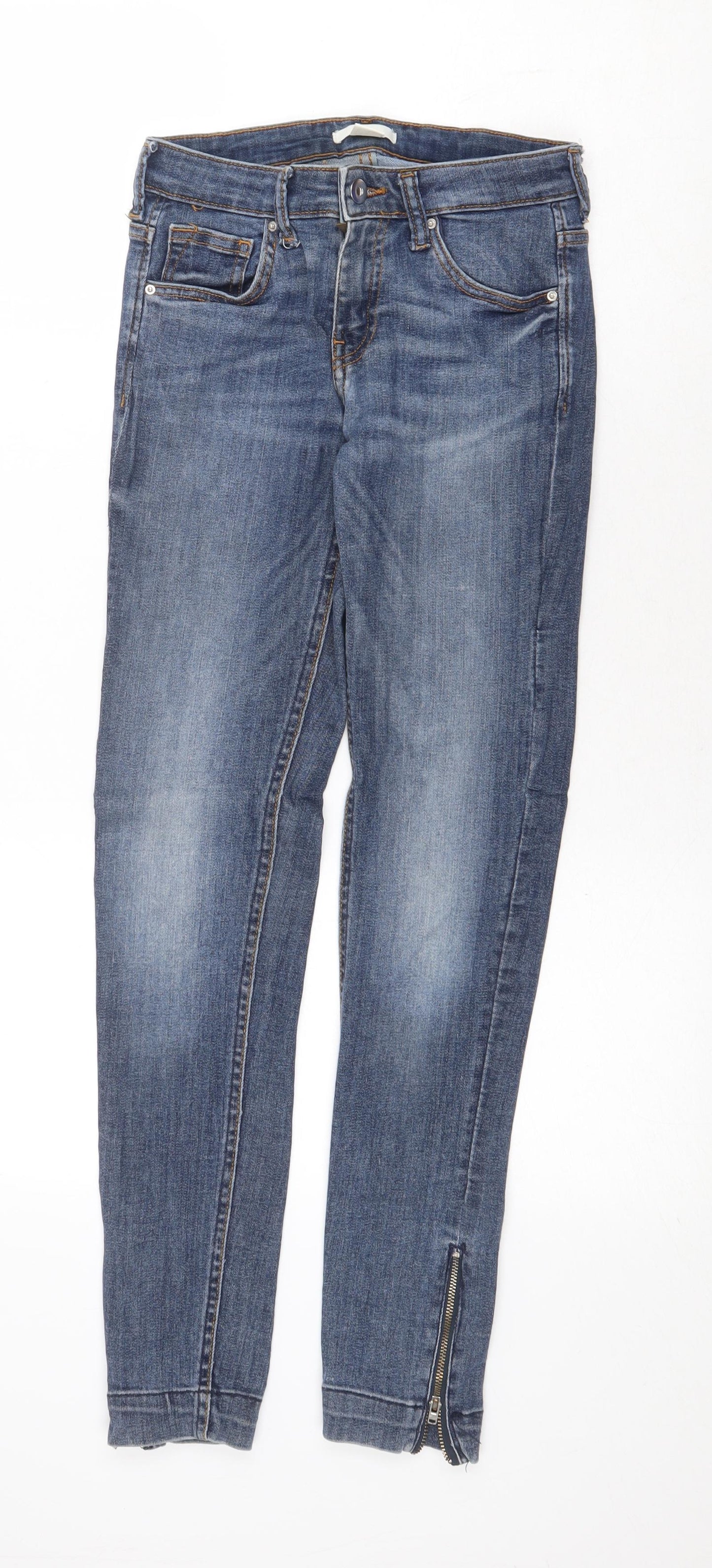 H&M Womens Blue Cotton Skinny Jeans Size 26 in Regular Zip