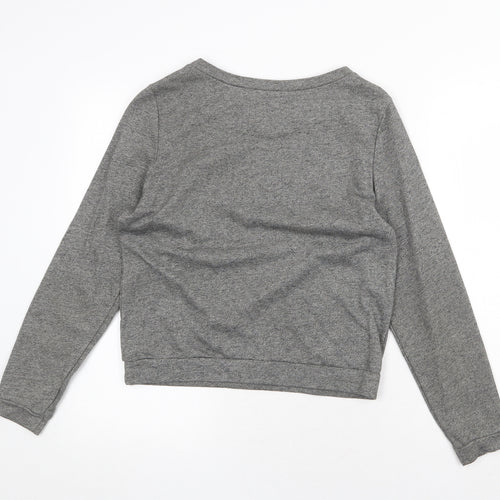 H&M Womens Grey Cotton Pullover Sweatshirt Size M Pullover - Heart Detail
