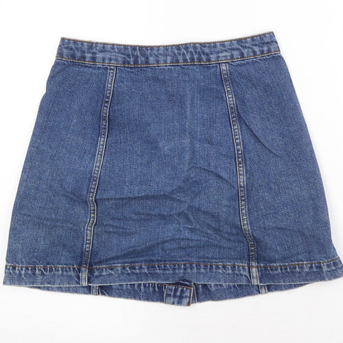 Topshop Womens Blue Cotton Mini Skirt Size 26 in Button
