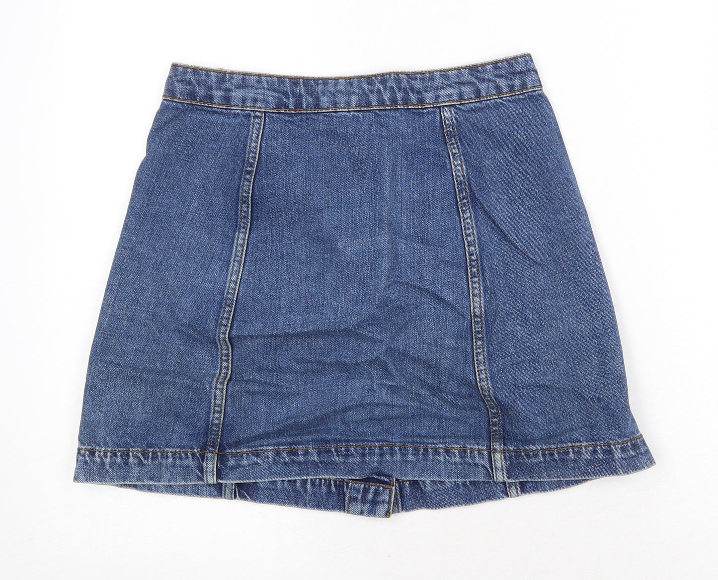 Topshop Womens Blue Cotton Mini Skirt Size 26 in Button