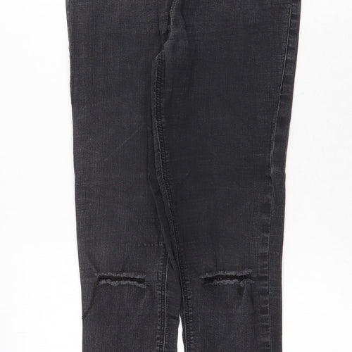 Topshop Womens Grey Cotton Skinny Jeans Size 28 in Regular Zip