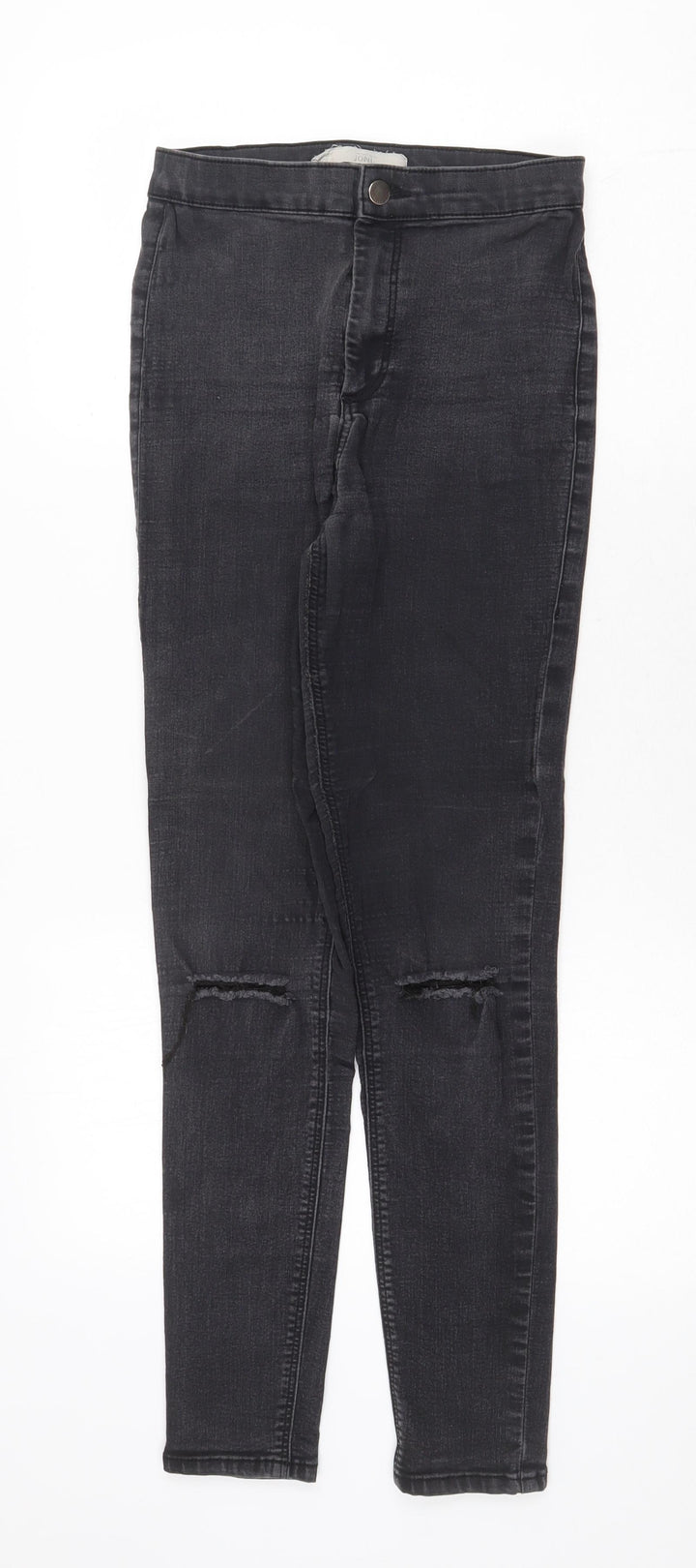 Topshop Womens Grey Cotton Skinny Jeans Size 28 in Regular Zip