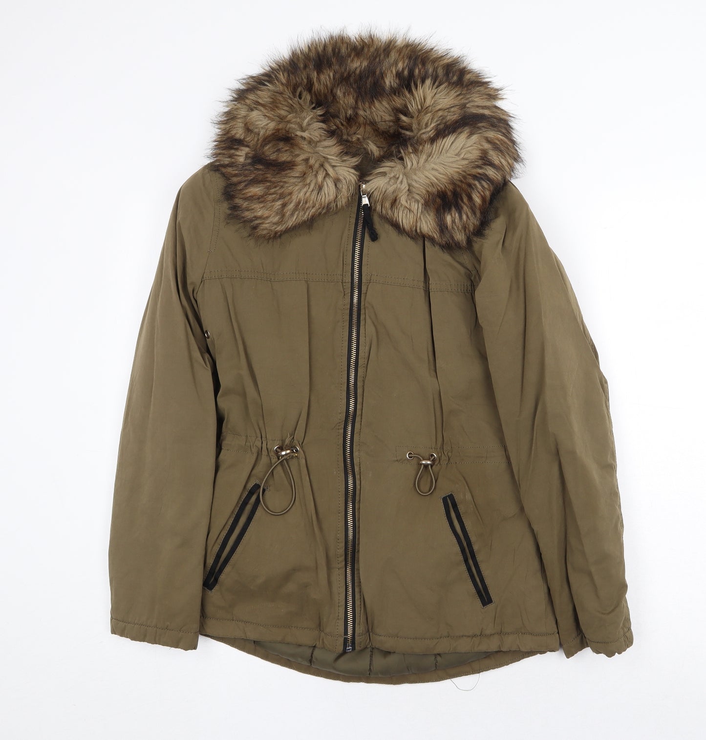 Papaya Womens Green Parka Jacket Size 6 Zip
