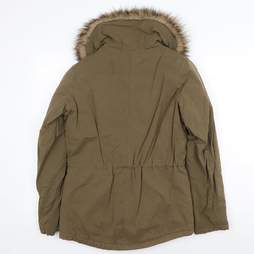 Papaya Womens Green Parka Jacket Size 6 Zip