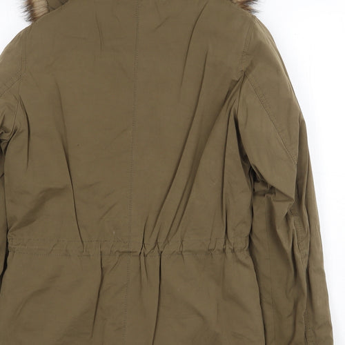 Papaya Womens Green Parka Jacket Size 6 Zip