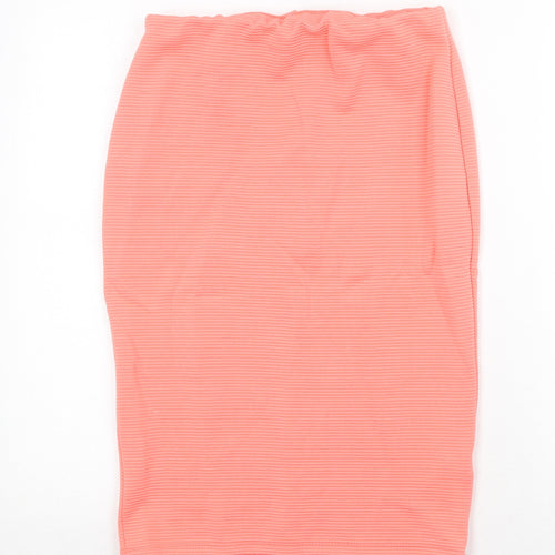 New Look Womens Pink Polyester Straight & Pencil Skirt Size 10 Zip