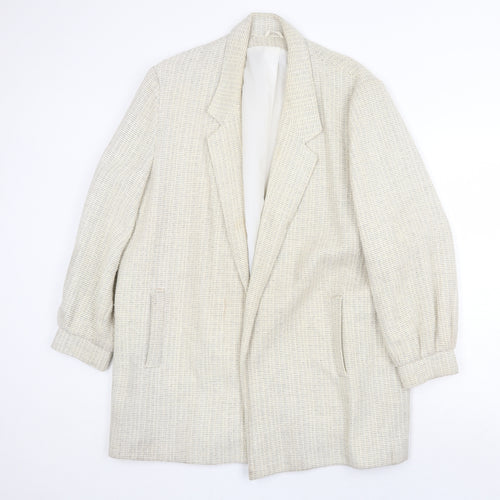 Preworn Womens Beige Geometric Overcoat Coat Size 18