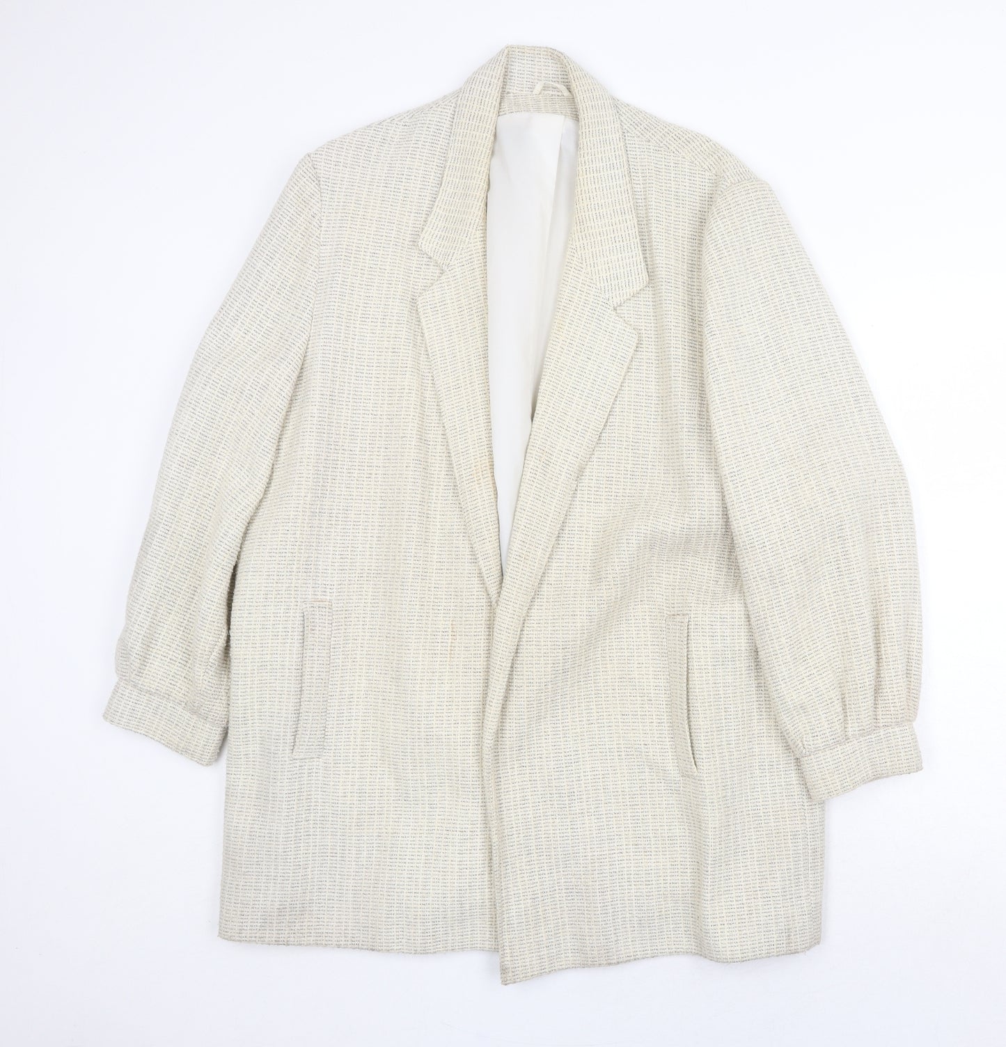 Preworn Womens Beige Geometric Overcoat Coat Size 18