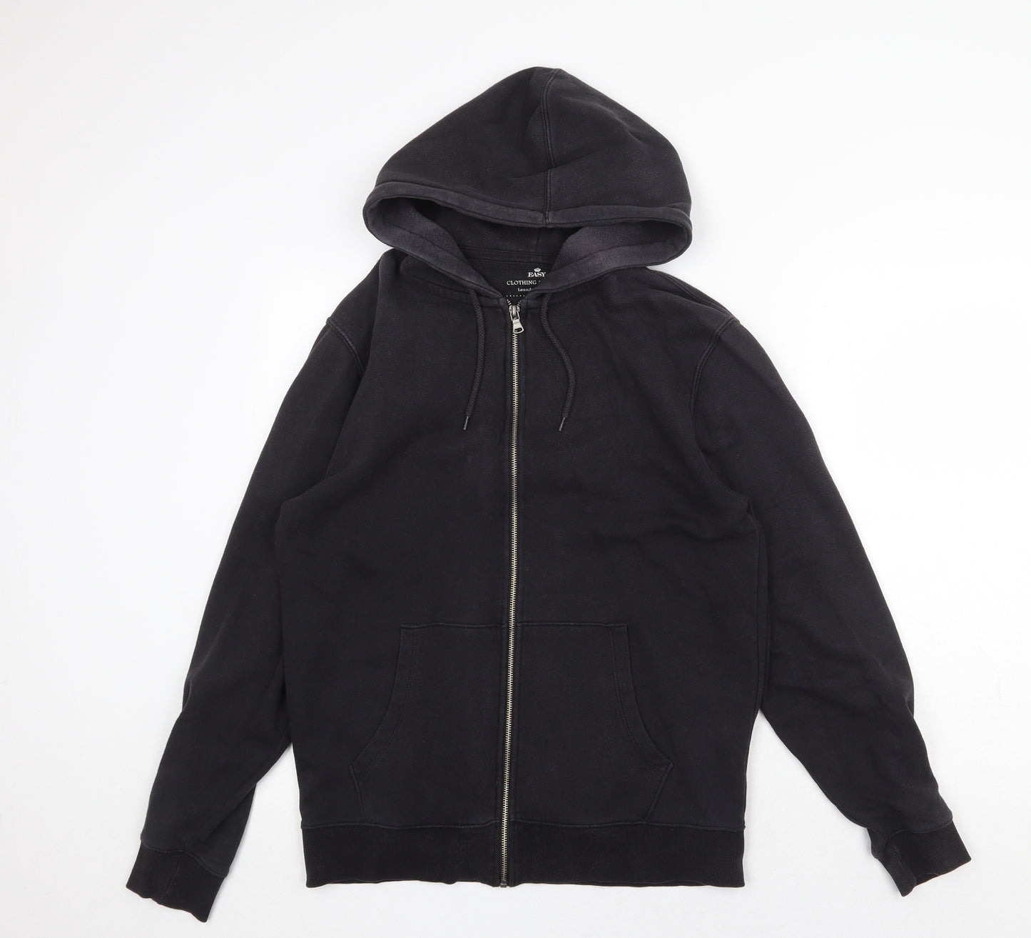 Easy Mens Grey Cotton Full Zip Hoodie Size M