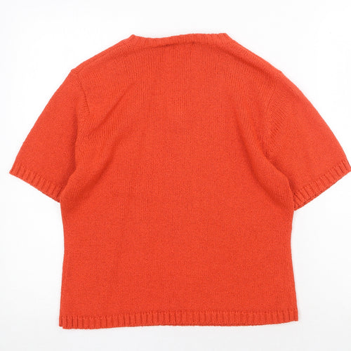 Essentials Womens Orange V-Neck Acrylic Pullover Jumper Size 14 - Size 14-16
