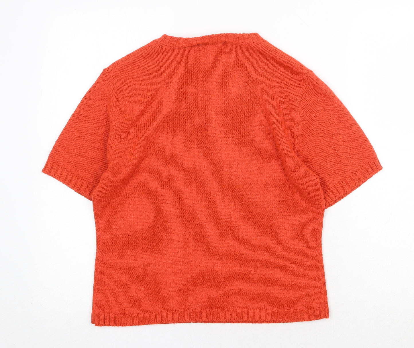 Essentials Womens Orange V-Neck Acrylic Pullover Jumper Size 14 - Size 14-16