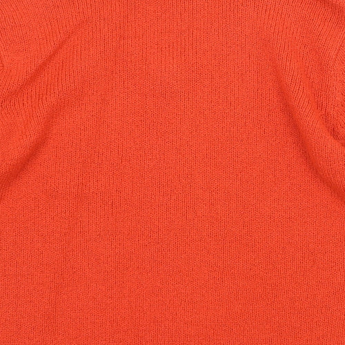 Essentials Womens Orange V-Neck Acrylic Pullover Jumper Size 14 - Size 14-16