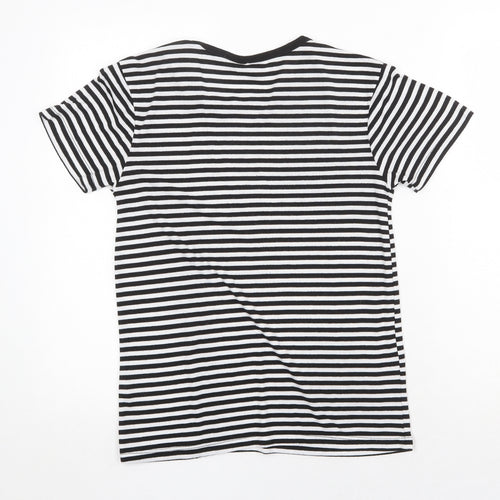 Disney Womens Black Striped Polyester Basic T-Shirt Size XS Round Neck - Winnie the Pooh Free Hugs