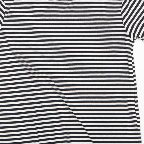 Disney Womens Black Striped Polyester Basic T-Shirt Size XS Round Neck - Winnie the Pooh Free Hugs