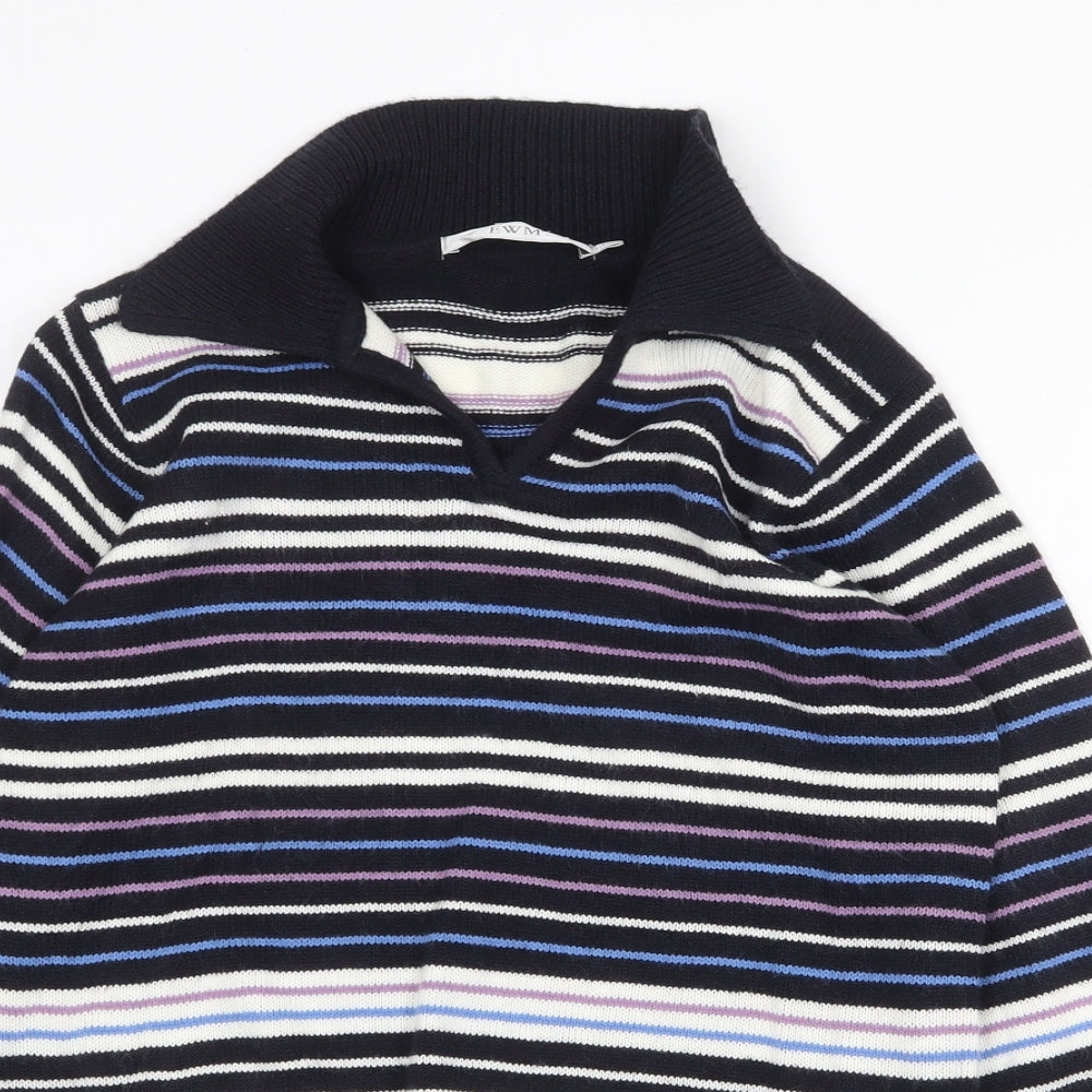 EWM Womens Multicoloured Collared Striped Acrylic Pullover Jumper Size S - Size 10-12
