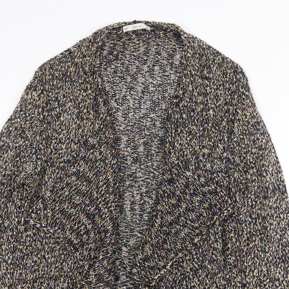 Zara Womens Multicoloured V-Neck Cotton Cardigan Jumper Size S