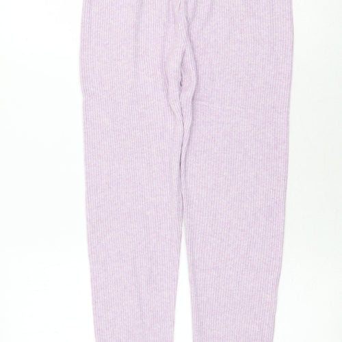 Preworn Girls Purple Viscose Jogger Trousers Size 12 Years Regular Drawstring