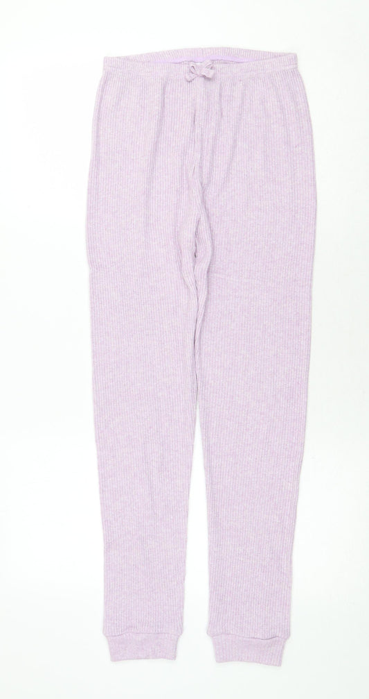 Preworn Girls Purple Viscose Jogger Trousers Size 12 Years Regular Drawstring