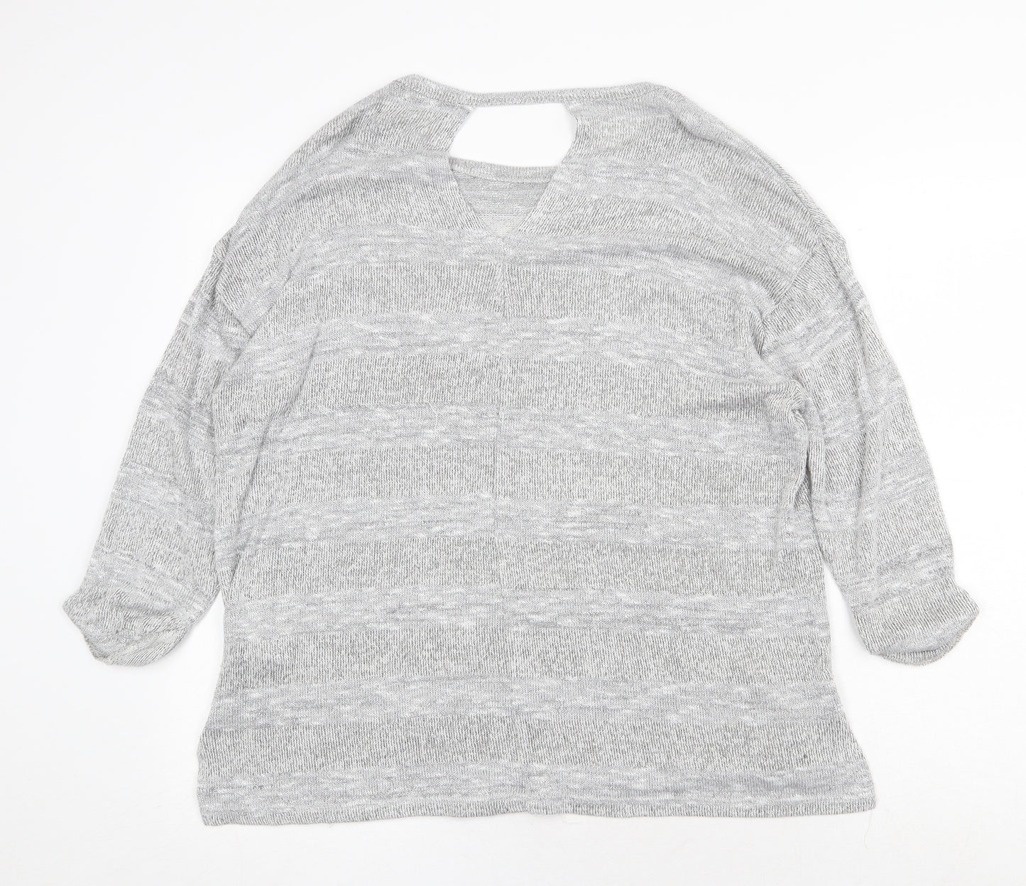 Papaya Womens Grey Round Neck Viscose Pullover Jumper Size L