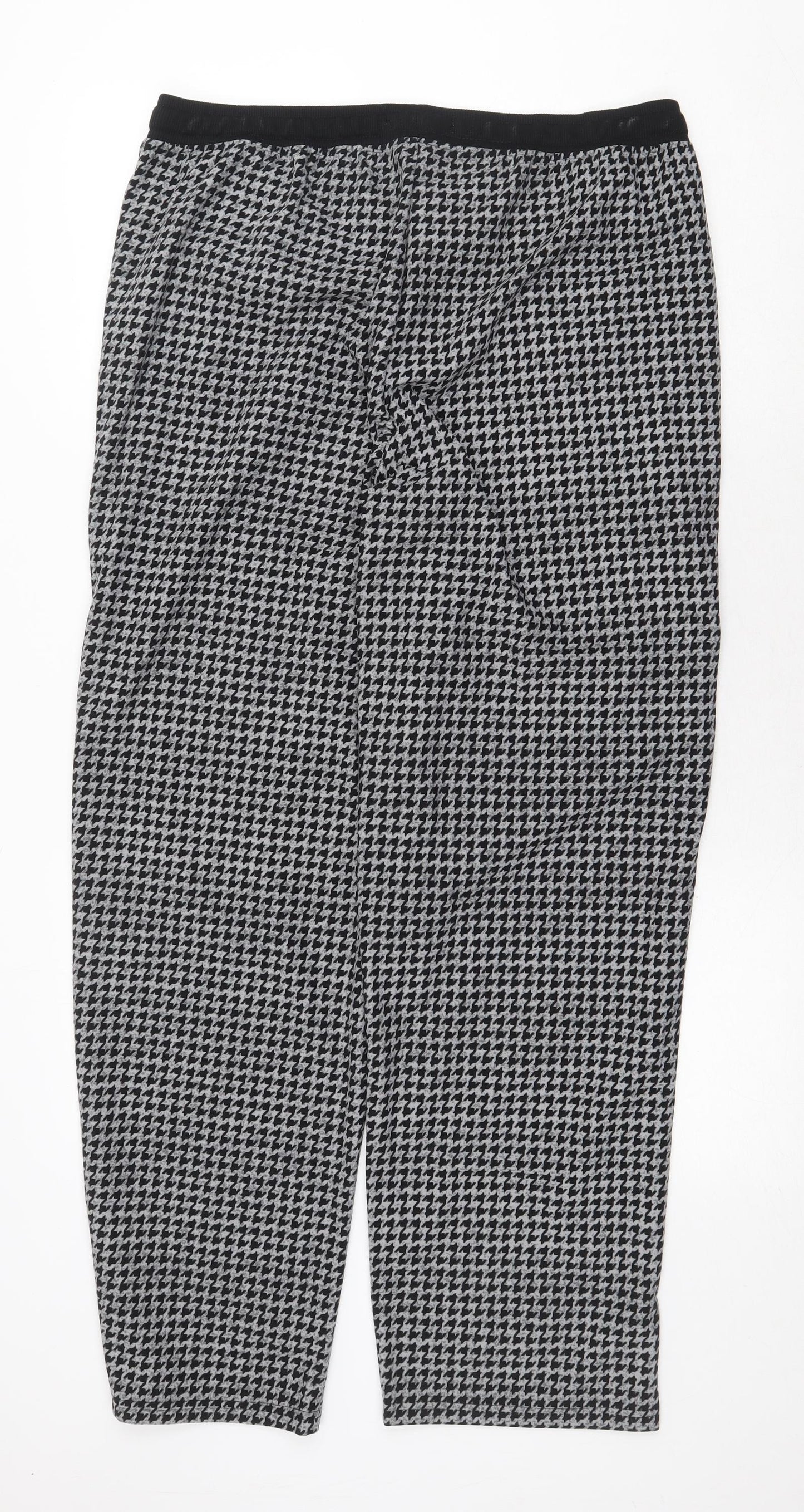 Primark Womens Grey Geometric Polyester Trousers Size L Regular Drawstring - Houndstooth Pattern