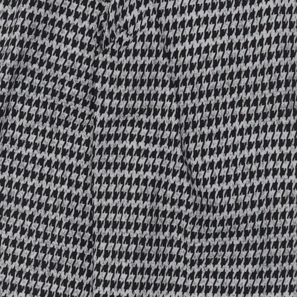 Primark Womens Grey Geometric Polyester Trousers Size L Regular Drawstring - Houndstooth Pattern