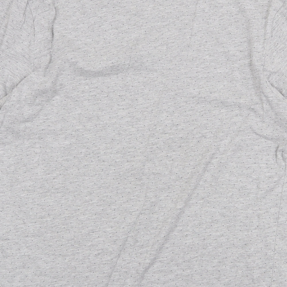 FSBN Mens Grey Polka Dot Cotton T-Shirt Size M Round Neck