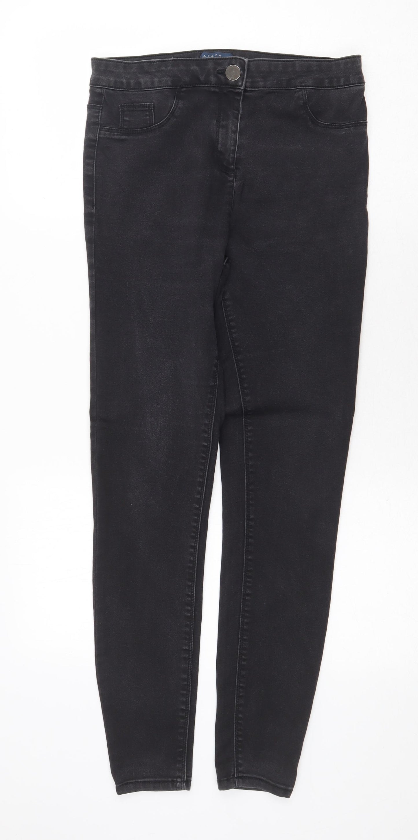 Papaya Womens Grey Cotton Skinny Jeans Size 12 Regular Zip