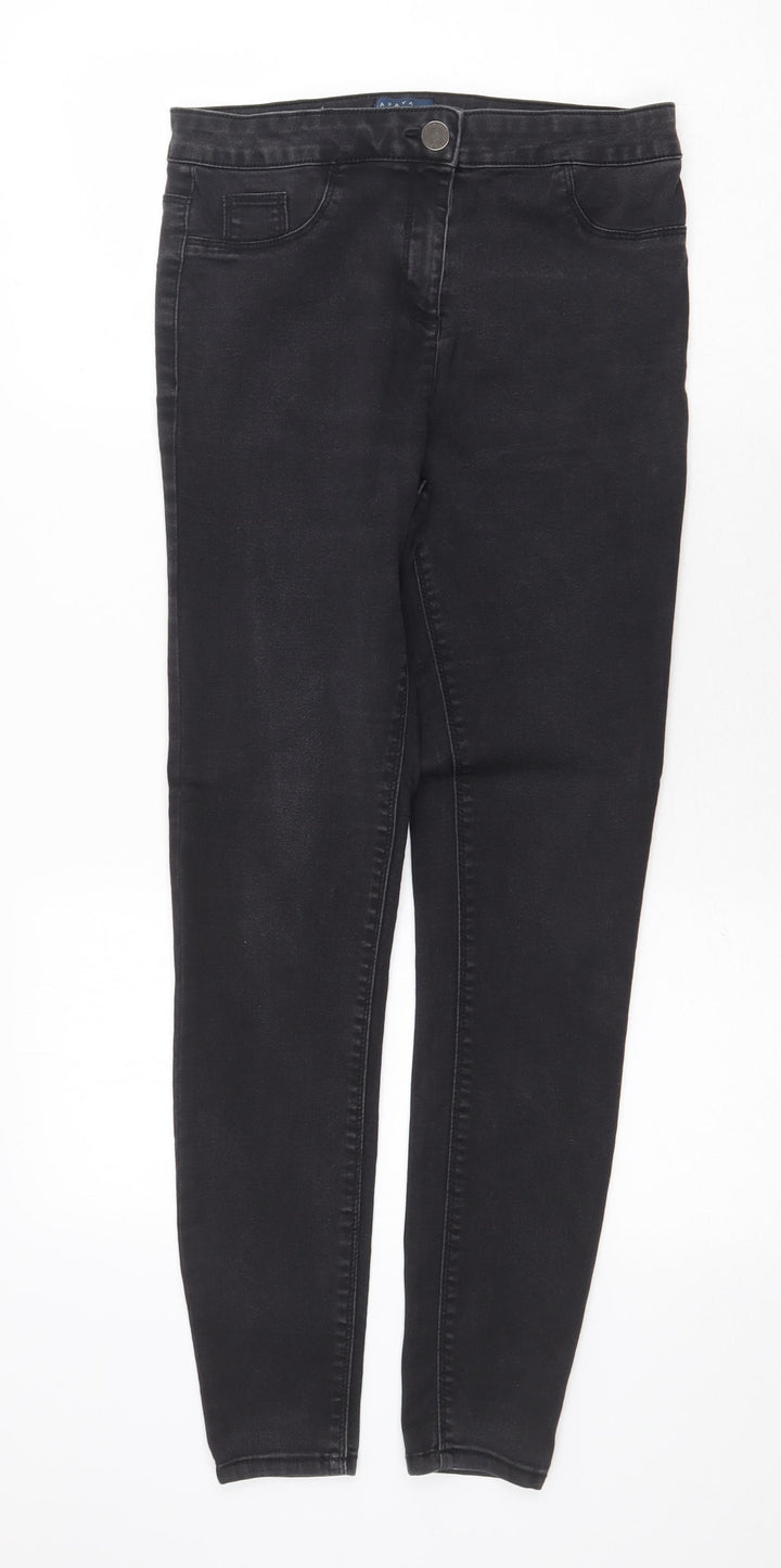 Papaya Womens Grey Cotton Skinny Jeans Size 12 Regular Zip