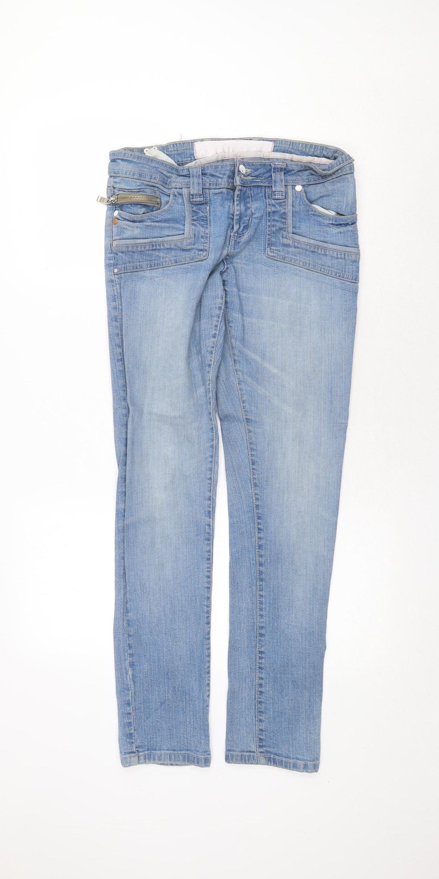 Fazmer Womens Blue Cotton Straight Jeans Size 12 Regular Zip