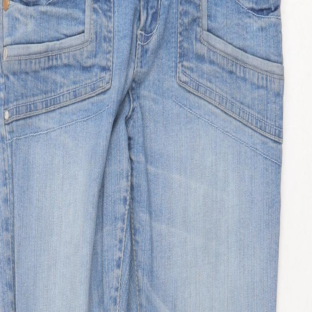 Fazmer Womens Blue Cotton Straight Jeans Size 12 Regular Zip