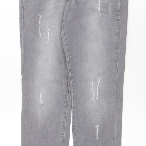 Denim & Co. Womens Grey Cotton Skinny Jeans Size 6 Regular Zip