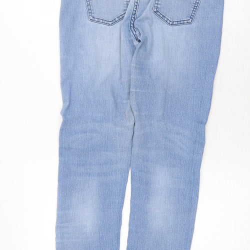 Topshop Womens Blue Cotton Straight Jeans Size 30 in Regular Zip