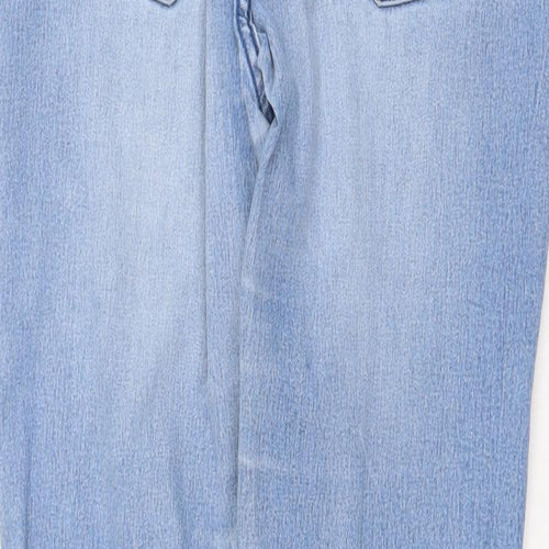 Topshop Womens Blue Cotton Straight Jeans Size 30 in Regular Zip