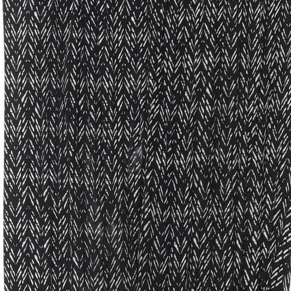 Marks and Spencer Womens Black Geometric Viscose Trousers Size 12 Regular