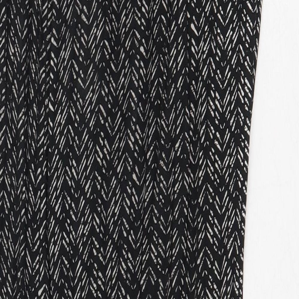 Marks and Spencer Womens Black Geometric Viscose Trousers Size 12 Regular