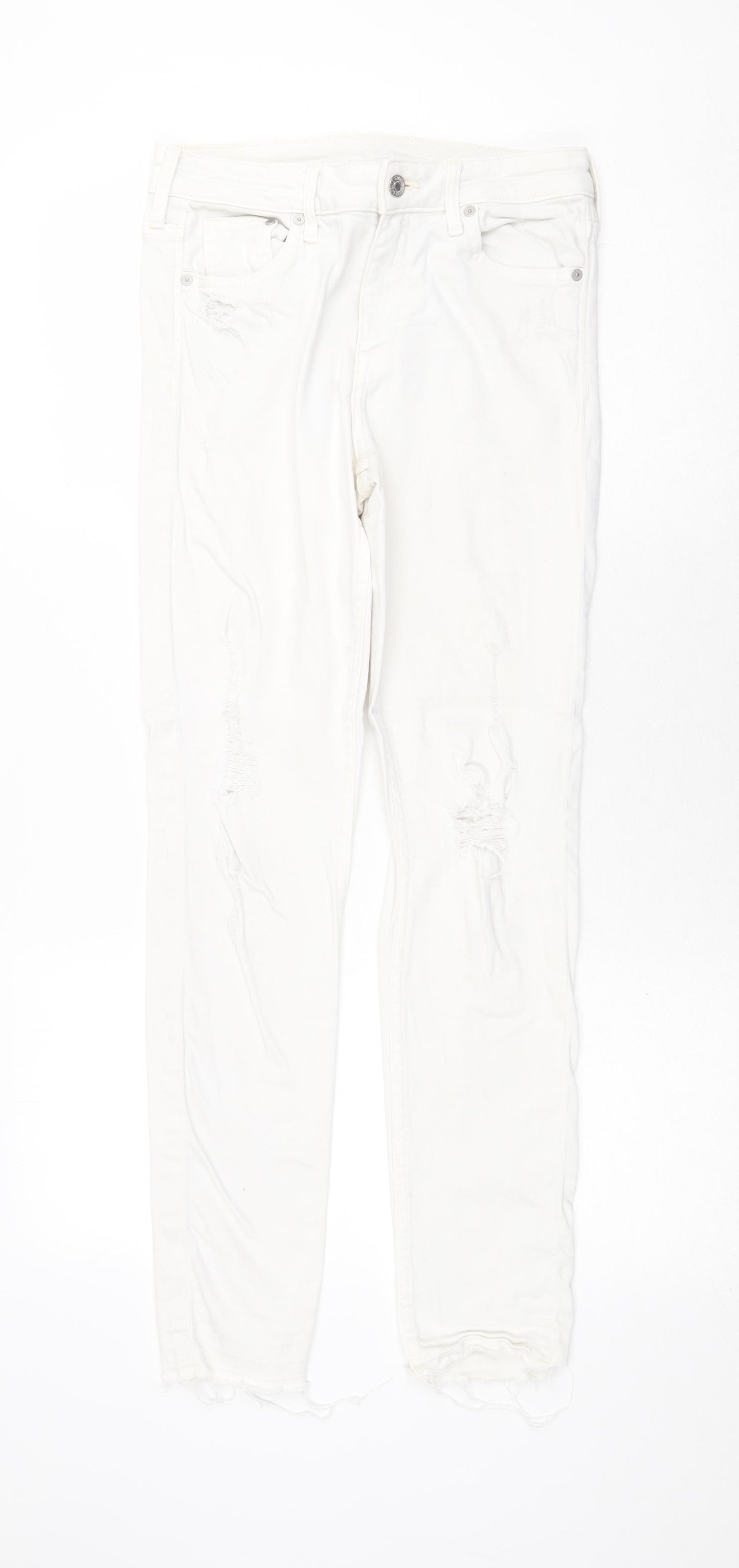 H&M Womens White Cotton Skinny Jeans Size 28 in Regular Zip