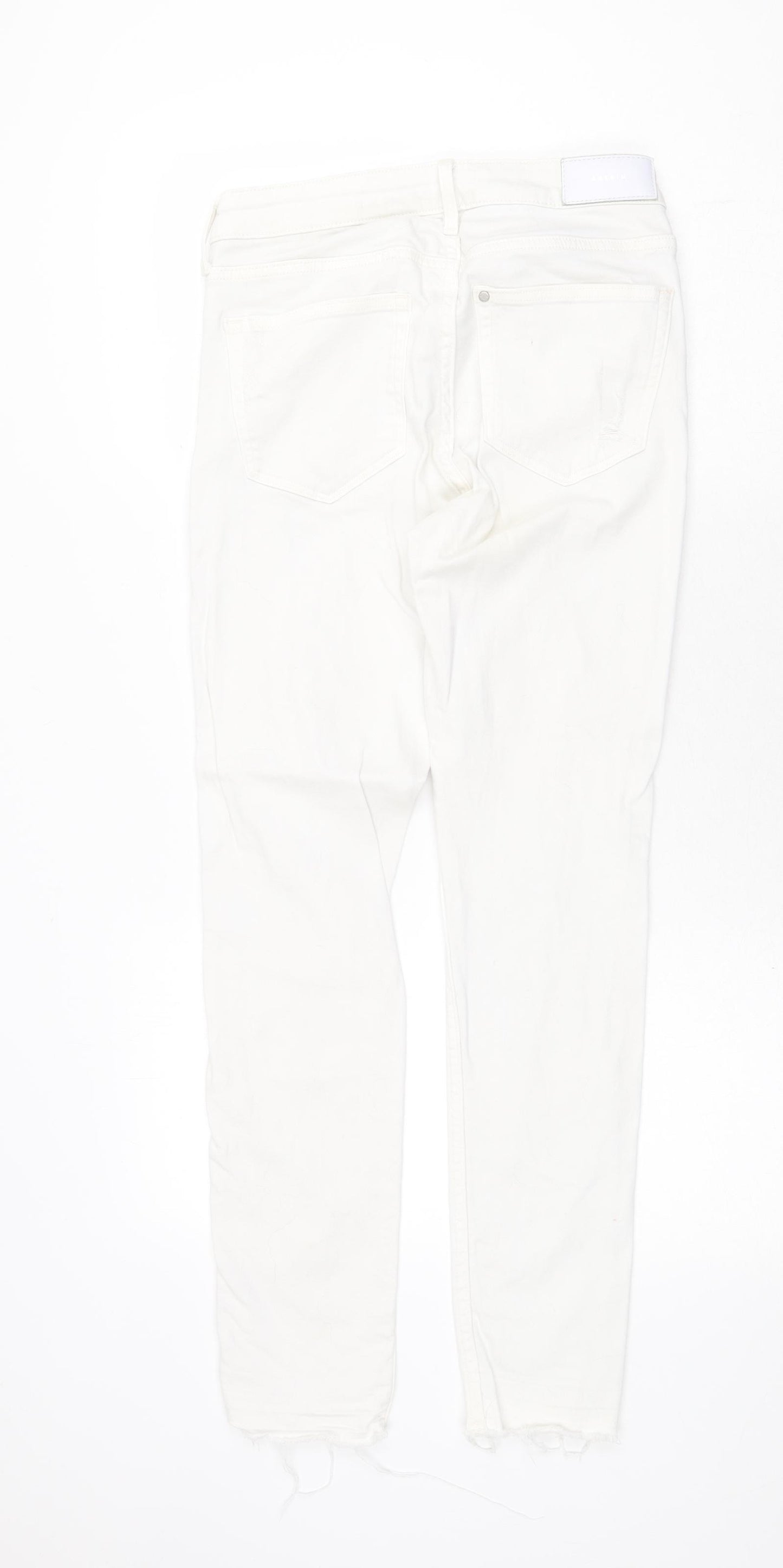 H&M Womens White Cotton Skinny Jeans Size 28 in Regular Zip