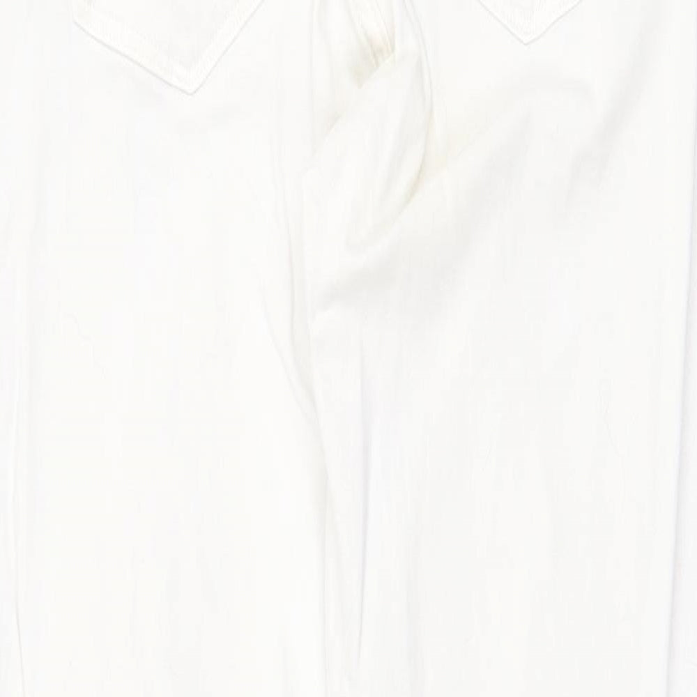 H&M Womens White Cotton Skinny Jeans Size 28 in Regular Zip