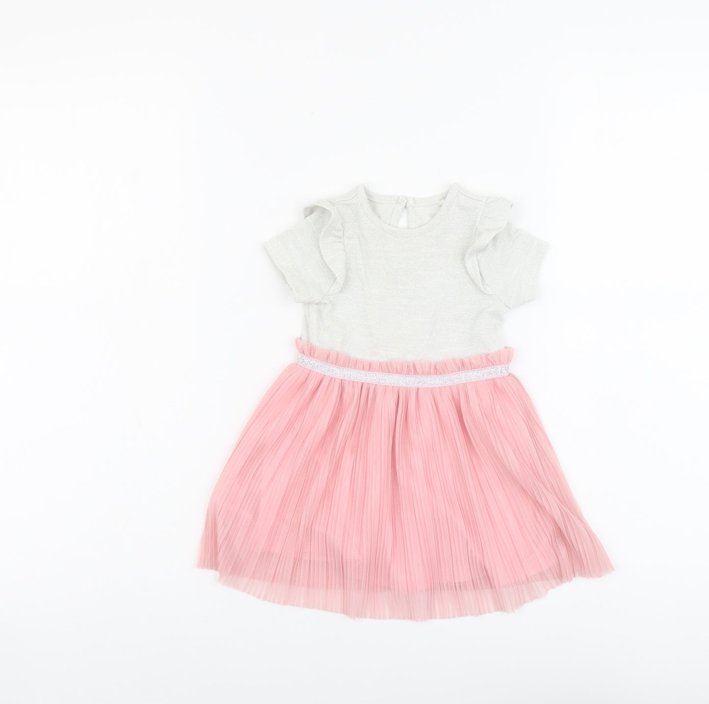 Mini Club Girls Pink Viscose A-Line Size 9-12 Months Round Neck Button
