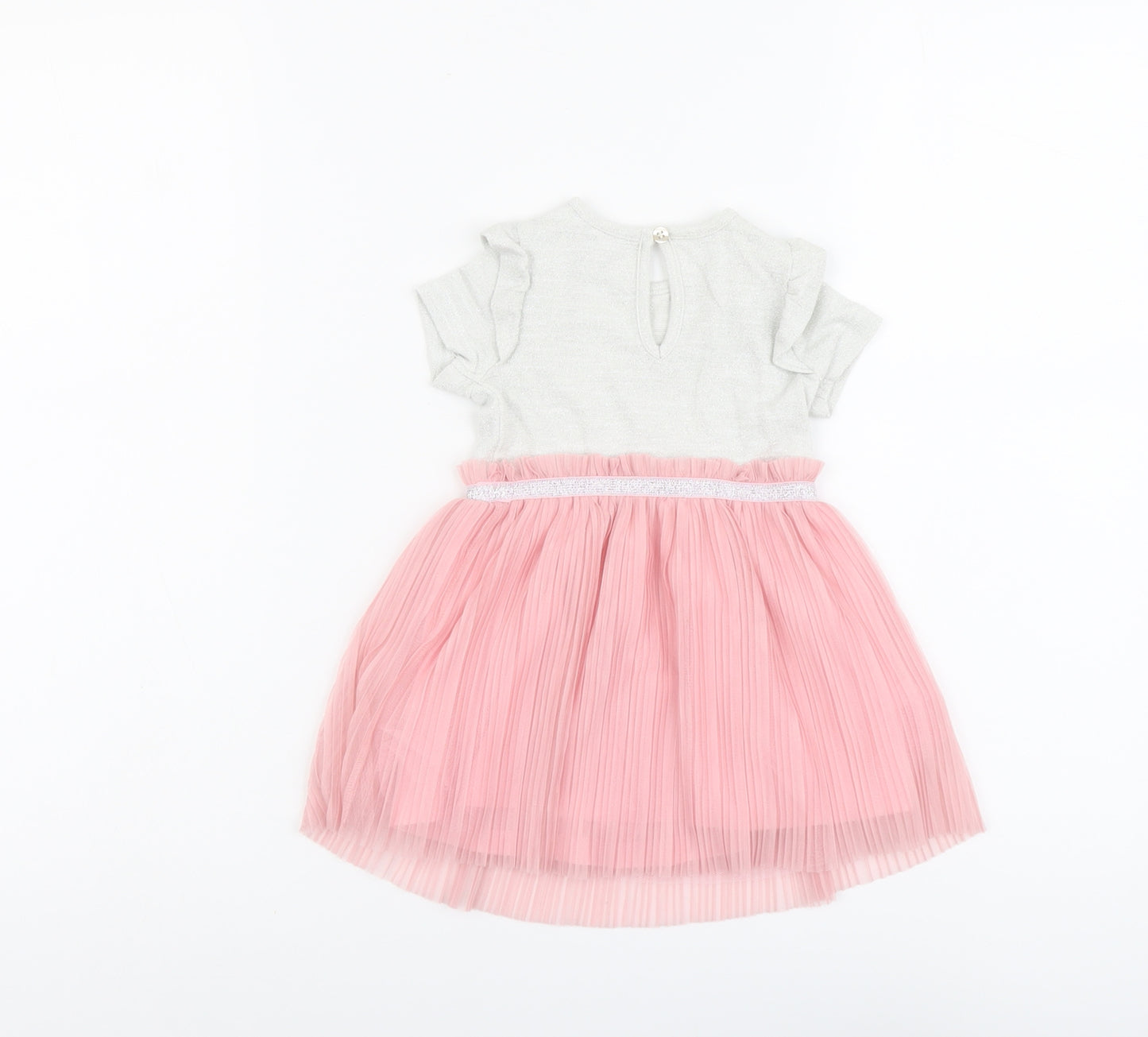 Mini Club Girls Pink Viscose A-Line Size 9-12 Months Round Neck Button